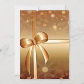 Invitation Gold Gracieux, White Ribbon Bow fête de Noël (Dos)