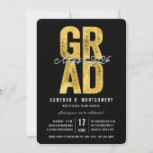 Invitation Gold GRAD Class of 2025 Stylish Graduation Party (Devant)