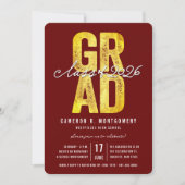 Invitation Gold GRAD Class of 2025 Stylish Graduation Party (Devant)