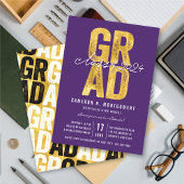 Invitation Gold GRAD Class of 2025 Stylish Graduation Party