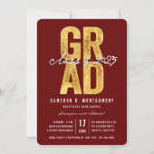 Invitation Gold GRAD Class of 2025 Stylish Graduation Party (Devant)