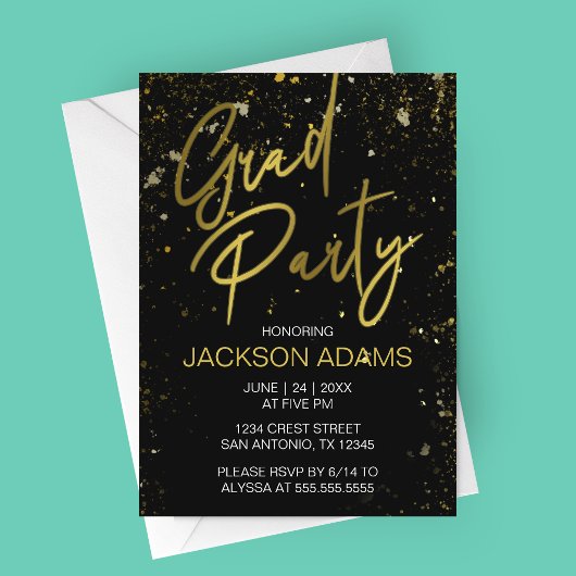 Invitation Gold Grad Party Moderne Graduation Party Invitatio