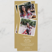 Invitation Gold Graduate 4 Photo Collage Graduation Party (Devant / Derrière)