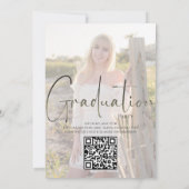 Invitation Gold Graduate Script Black Arch Photo QR Code (Dos)