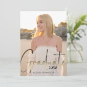 Invitation Gold Graduated Black Calligraphy Photo QR Code (Debout devant)