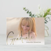 Invitation Gold Graduated Black Calligraphy Photo QR Code (Debout devant)