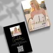 Invitation Gold Graduated Black Photo QR Code Social Media
