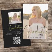 Invitation Gold Graduated Black Photo QR Code Social Media