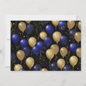 Invitation Gold Graduation Party Ballons bleu marine (Dos)