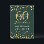 Invitation Gold Green 60th Birthday Enregistrer la date Détai<br><div class="desc">Elégant design "60th Birthday Party" avec faux confettis de parties scintillant & détails texte. Facile à utiliser et facile à personnaliser. Commandez aujourd'hui !</div>