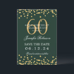 Invitation Gold Green 60th Birthday Enregistrer la date Détai<br><div class="desc">Elégant design "60th Birthday Party" avec faux confettis de parties scintillant & détails texte. Facile à utiliser et facile à personnaliser. Commandez aujourd'hui !</div>