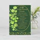 Invitation Gold & Green Eucalyptus 10e anniversaire de Mariag (Debout devant)