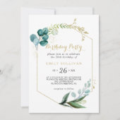 Invitation Gold & Green Eucalyptus 50E Anniversaire (Devant)