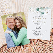 Invitation Gold Green Eucalyptus Calligraphie Boda Mariage