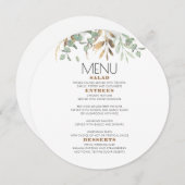 Invitation Gold Green Eucalyptus Feuille Foliage Menu (Devant / Derrière)