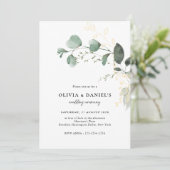 Invitation Gold & Green Eucalyptus Minimalist Wedding (Debout devant)