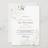 Invitation Gold Green Foliage Fête des mariées espagnole (Devant)