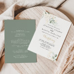 Invitation Gold Green Foliage Front & Back Wedding<br><div class="desc">This gold green foliage front and back wedding invitation is perfect for a rustic wedding. This artistic design features hand-drawn watercolor gold and green foliage ,  inspiring natural beauty.

Save paper by including more details on the back of the invitation instead of on a separate enclosure card.</div>