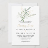 Invitation Gold Green Foliage Nuestra Boda Mariage (Devant)
