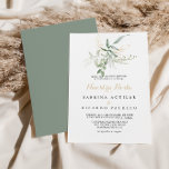 Invitation Gold Green Foliage Nuestra Boda Mariage<br><div class="desc">Ce faire-part de mariage carda nuestra vert doré est parfait pour un mariage rustique. Cette conception artistique présente une aquarelle dessinée à la main or et feuillage vert,  inspirant la beauté naturelle.</div>