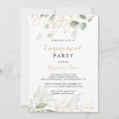 Invitation Gold Green Foligraphy Party d'engagement (Devant)