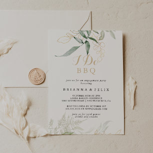 Invitation Gold Green Foliing I Do BQ Engagement Party