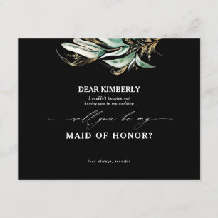 Invitation Gold Green Maid of Honor / Bridesmaid Proposition