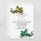 Invitation Gold Green Medieval Dragon Wedding (Devant)