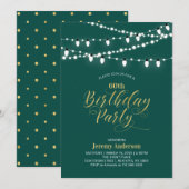 Invitation Gold & Green Modern 60e fête d'anniversaire adulte (Devant / Derrière)