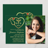 Invitation Gold Green Modern Nursing School Graduation Party (Devant / Derrière)
