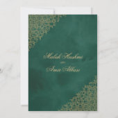 Invitation Gold & Green Ornate mariage musulman islamique (Dos)