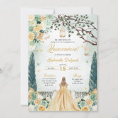 Invitation Gold Green Princesse enchantée Jardin Quinceanera (Devant)