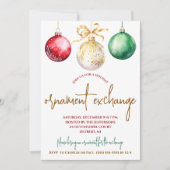 Invitation Gold, Green, Red Orament Exchange Fête de vacances (Devant)