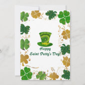 Invitation Gold Green Shimmer Shamrocks irlandais St Pattys B (Dos)