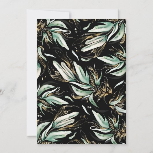 Invitation Gold Greenery Wreath Black Boho Fête de l'mariée (Dos)