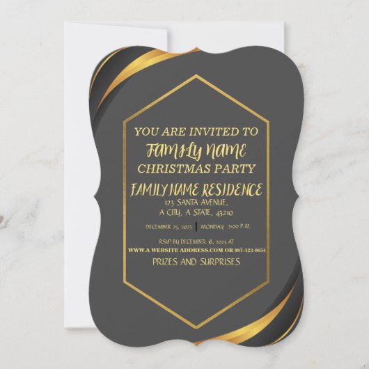 INVITATION GOLD GREY MOTIF MERRY CHRISTMAS JOYEUX VACANCES (Devant)