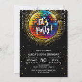 Invitation Gold Halftone Disco Ball Faisons la fête Anniversa (Devant)