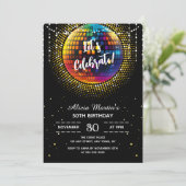 Invitation Gold Halftone Disco Ball Fêtons notre anniversaire (Debout devant)