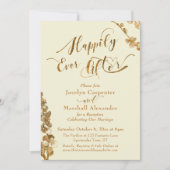 Invitation Gold Happy Ever Ever Après avec Botaniques, ivoire (Devant)