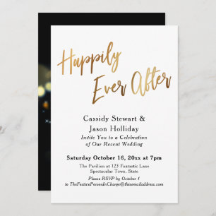 Invitation Gold Happy Jamais Après Bokeh Black Back Réception
