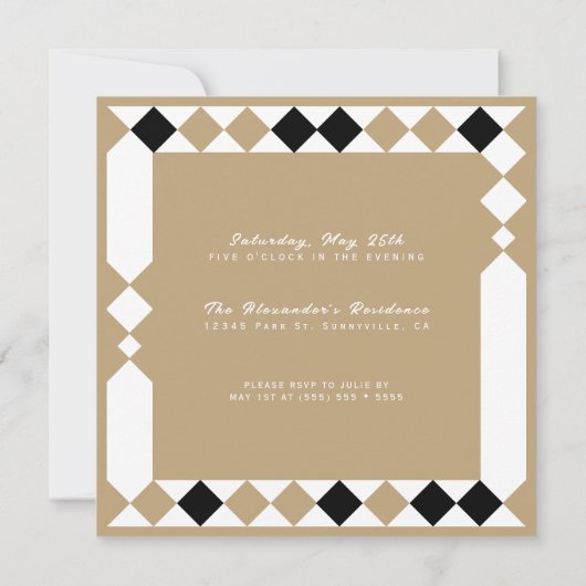Invitation Gold Harlequin Diamond Motif Surprise Anniversaire (Dos)