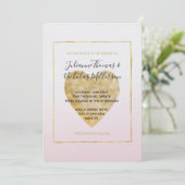 Invitation Gold Heart Blush Pink ombre (Debout devant)