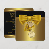 Invitation Gold Heart Gold 50th Mariage Anniversary Party (Devant / Derrière)