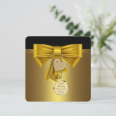 Invitation Gold Heart Gold 50th Mariage Anniversary Party (Debout devant)