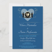 Invitation Gold Heart Homme Classic Blue Mariage virtuel (Devant)