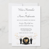 Invitation Gold Heart Homme Mariage Kraft Papier LGBTQ (Devant)