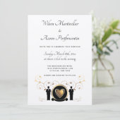 Invitation Gold Heart Homme Mariage Kraft Papier LGBTQ (Debout devant)