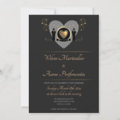 Invitation Gold Heart QR Code Homme LGBTQ Mariage (Devant)