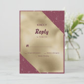 Invitation Gold heart sparkle burgundy glitter RSVP (Debout devant)