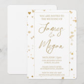 Invitation Gold Heart Wedding (Devant / Derrière)